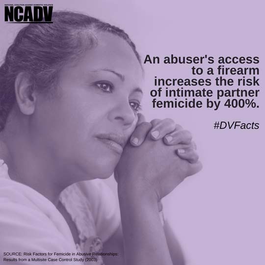 An abuser's access to a firearm increases the risk of intimate partner femicide by 400%. #DVFACTS